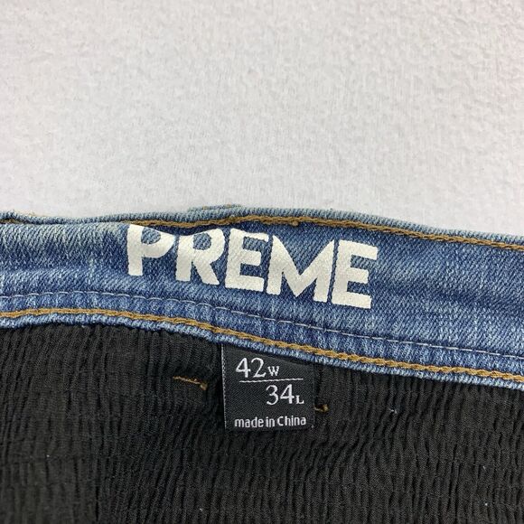 Preme Russell Devotion Moto Side Stripe Slim Stretch Jeans 42x34 Distressed - Picture 3 of 8